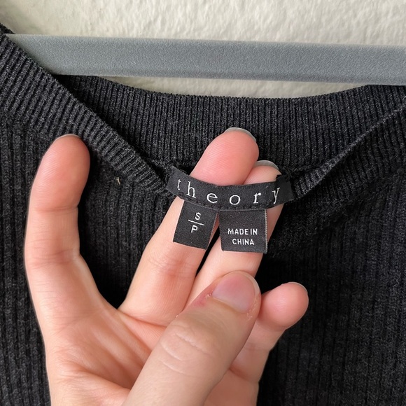 Theory Fillia Ribbed Elbow Sleeve Sweater Dress in Dark Charcoal Women's Size S - Picture 7 of 12